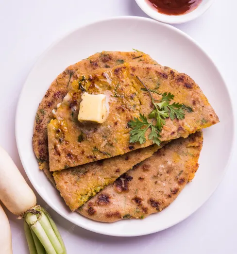 Gobi Paratha - Cauliflower stuffed flatbread at Curries & Puffs Edmonton